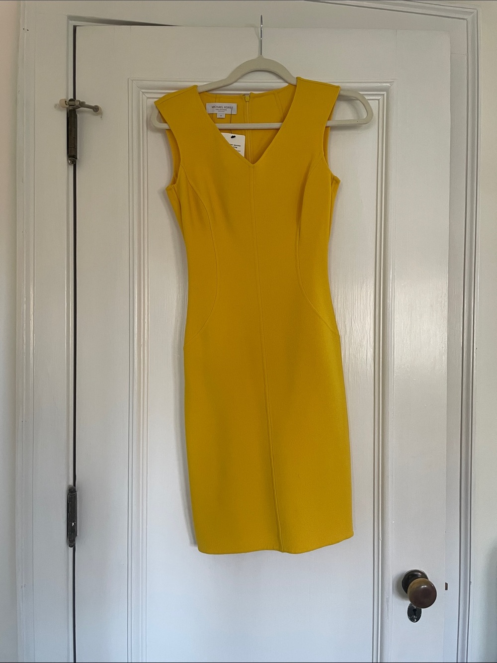 Michael Kors Collection Yellow V-Neck Sheath Dress